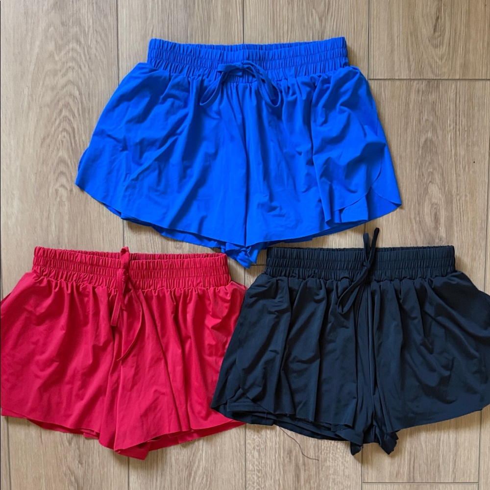 Butterfly Blue, Red, and Black Shorts